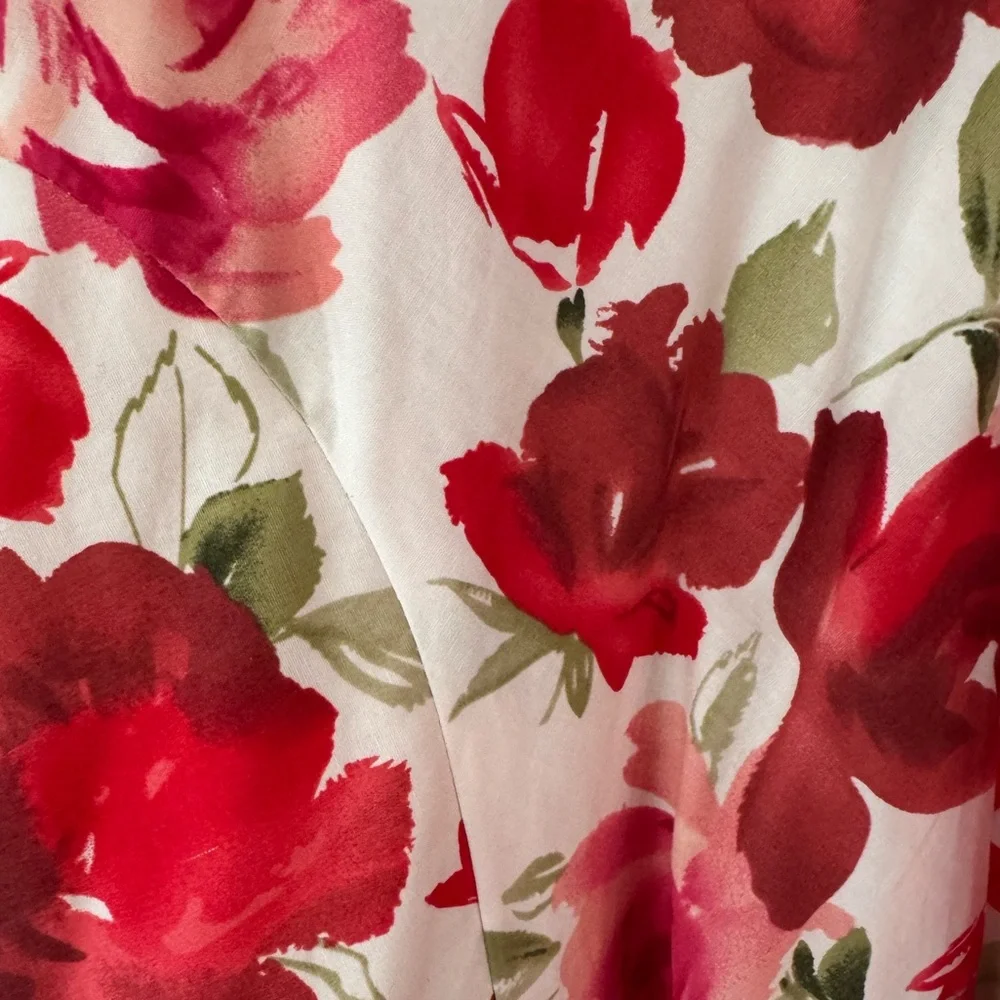 Talbots Bright Pink/Red Floral Cotton Sleeveless Dress Size Missy 20 - Picture 4 of 8